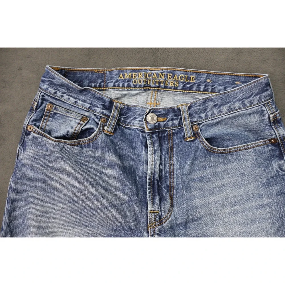 American Eagle Slim Straight Jeans Mens 29/32 Blue Excellent 100% Cotton Denim